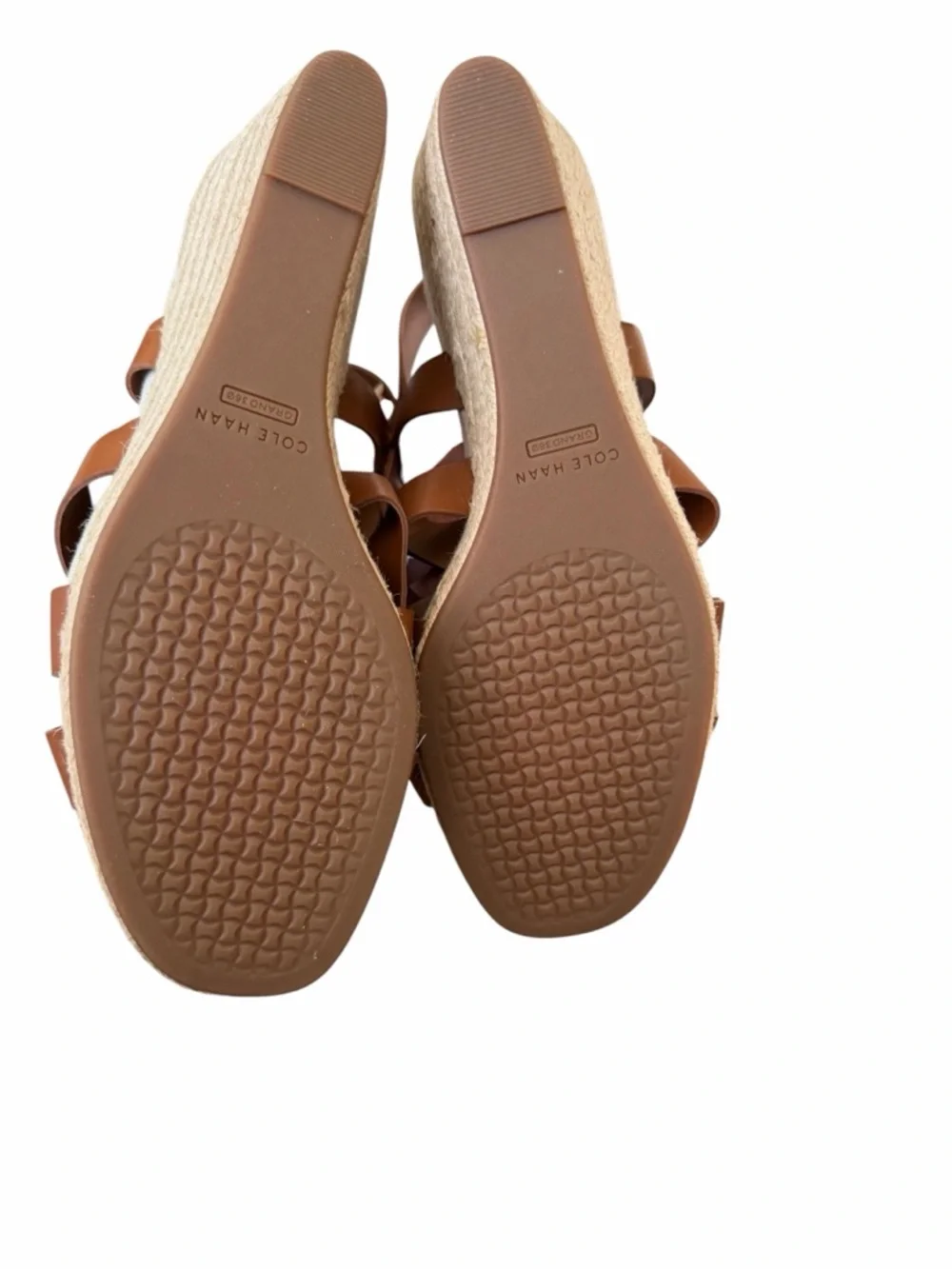Cole Haan Brown Leather Wedge Espadrille‎ Sandals